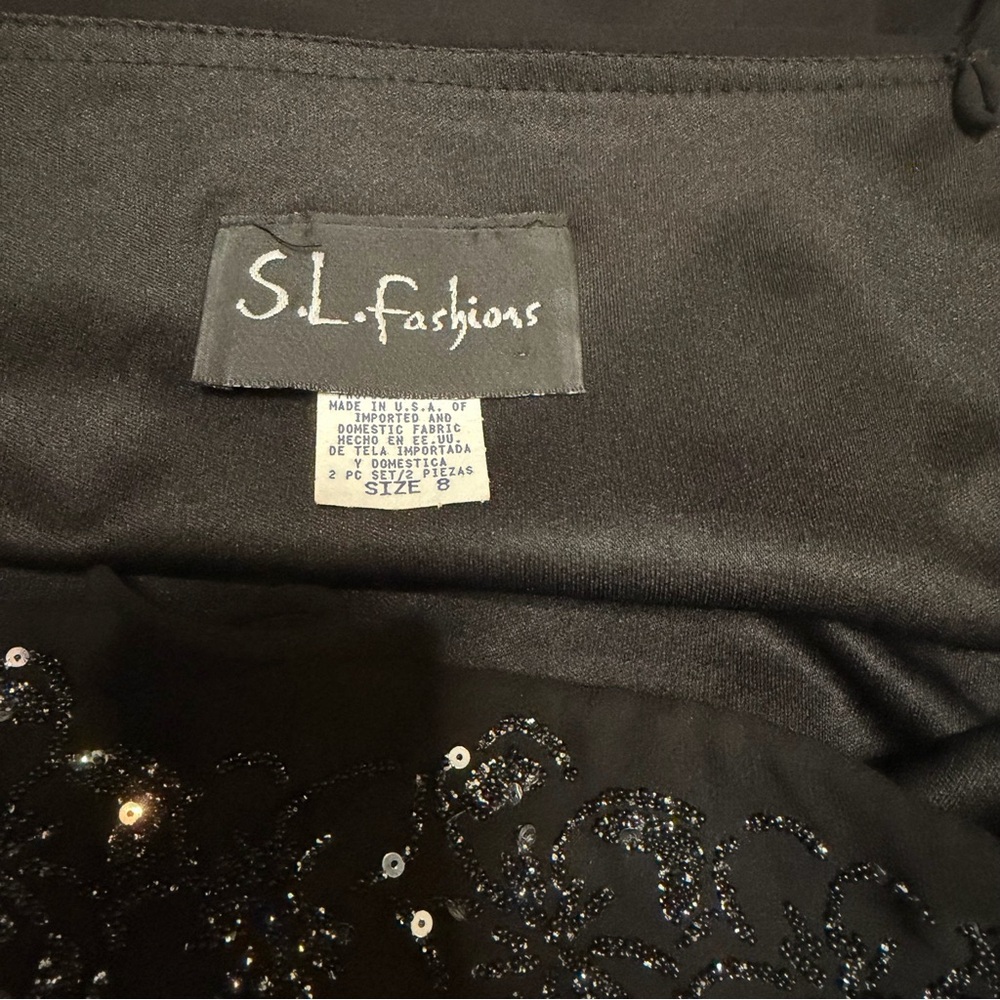 S.L. Fashions Vintage Black Sequin Beaded Cocktail Dress Size 8 Y2K Whimsigoth - Picture 12 of 13